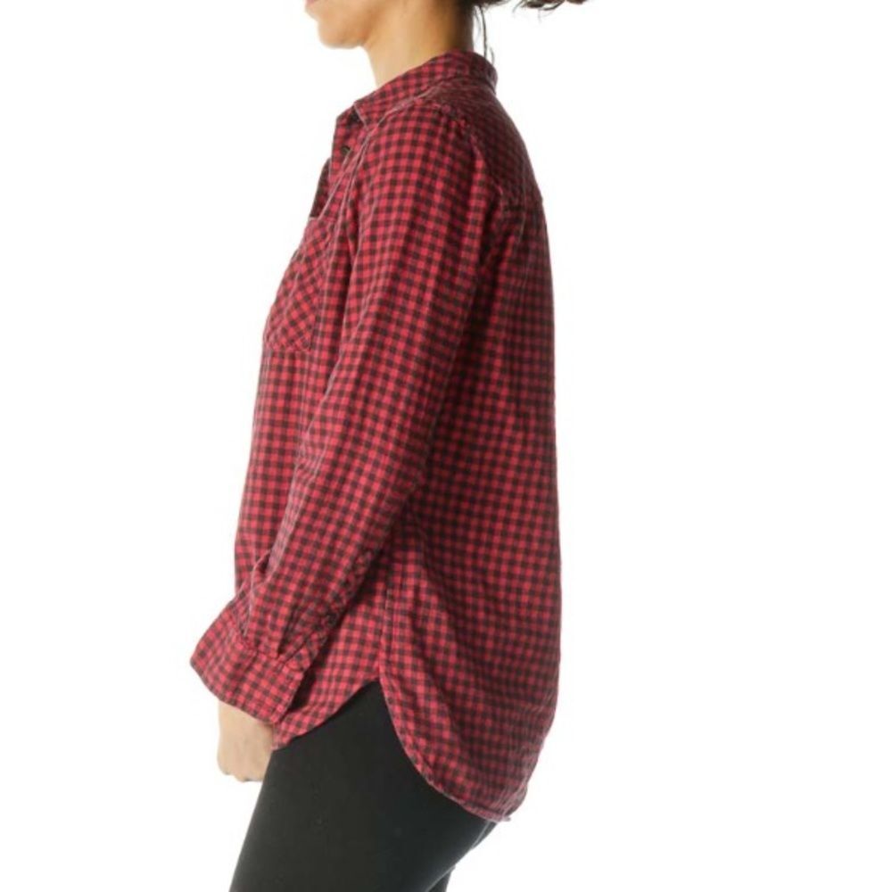 J. Crew Red & Black Buffalo Plaid Flannel Button Up Long Sleeve Shirt Size 4 - Picture 3 of 11